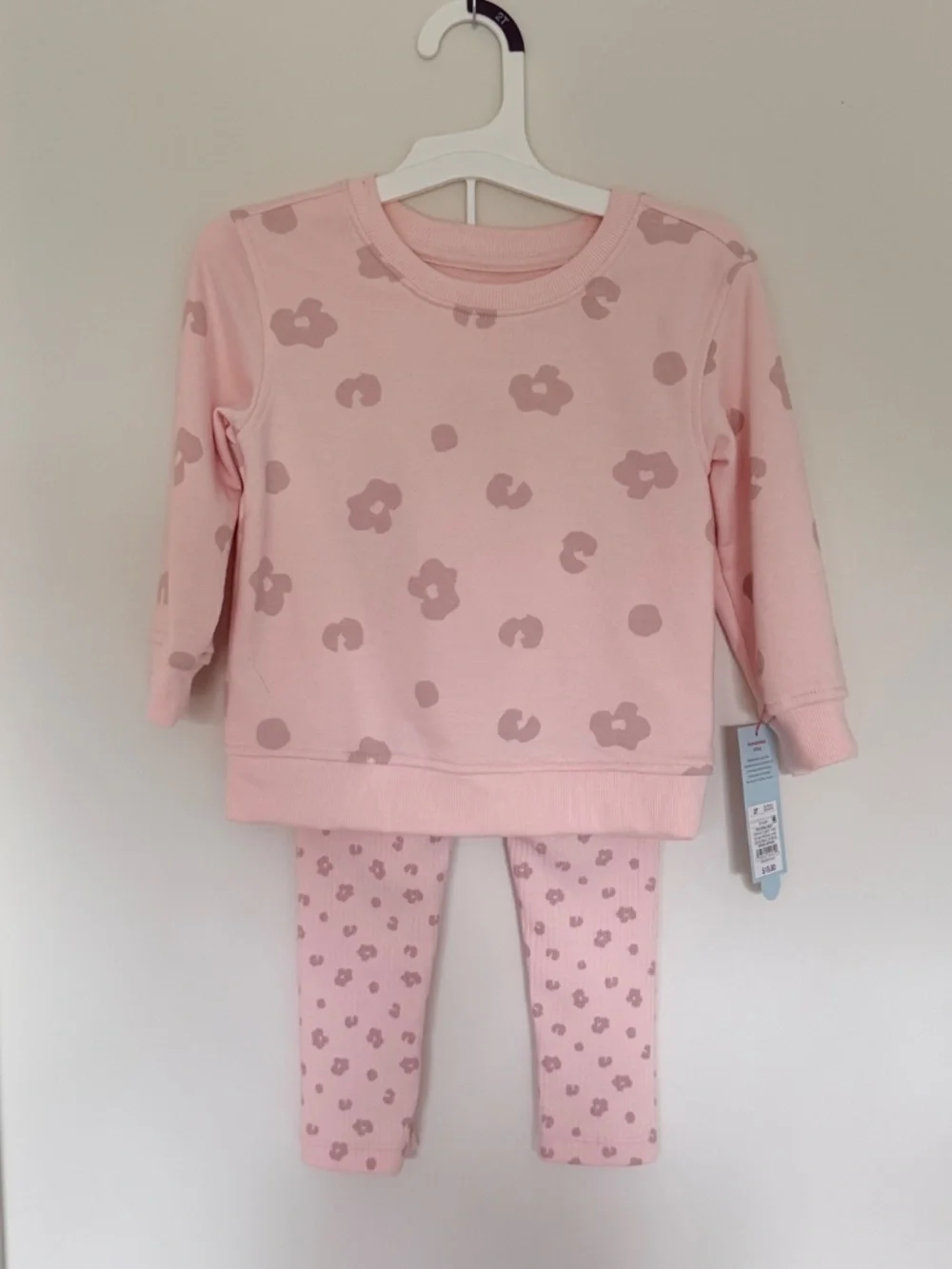 Girls pink matching set with sweatshirt and leggings.  2T